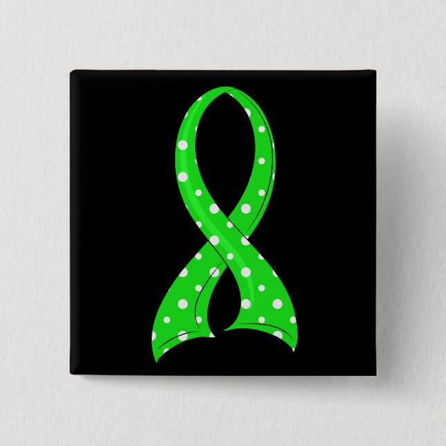 Polka Dot Lime Green Ribbon Non-Hodgkin's Lymphoma Button (Front)