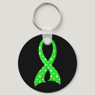 Polka Dot Lime Green Ribbon Non-Hodgkin's Lymphoma Keychain