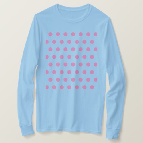 Polka Dot Long Sleeve T_Shirt Aqua  Pink