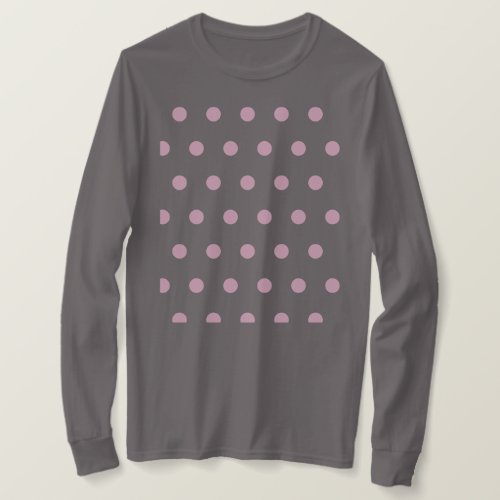 Polka Dot Long Sleeve T_Shirt Dark Gray  Pink