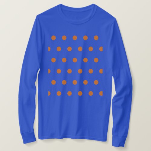 Polka Dot Long Sleeve T_Shirt Denim Blue  Orange