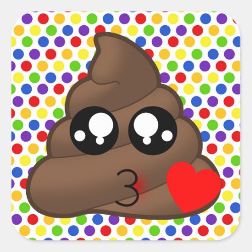 Polka Dot Love Poop Emoji Stickers