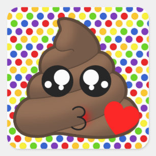 Polka Dot Love Poop Emoji Stickers