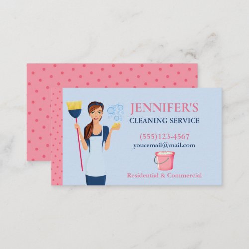 Polka Dot Maid House Cleaning Service Business Card