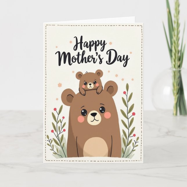 Polka Dot Mama Bear Day Card (Front)