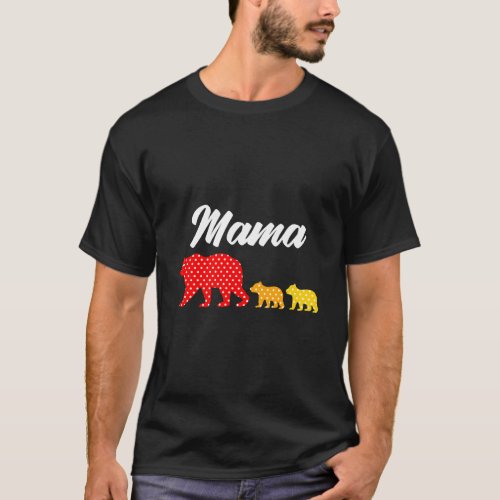 Polka Dot Mama Bear Mama Bear And 2 Cubs Mama Of 2 T_Shirt