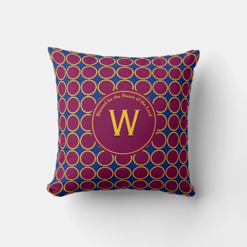 POLKA DOT Maroon Blue Customized Monogram Throw Pillow