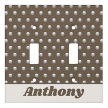 Polka Dot Metallic Silver Brown Modern Minimalist Light Switch Cover