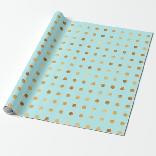 polka dot mint and faux gold foil wrapping paper