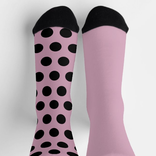 Polka Dot Mismatched Socks (Pink & Black) (Top)