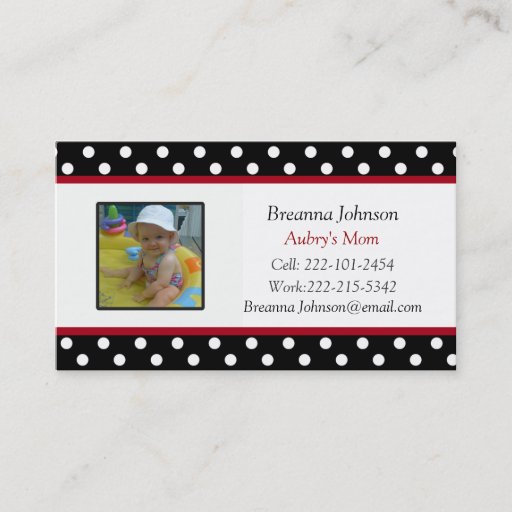 Customizable Polka Dot: Mom Contact Card Business Card Templates