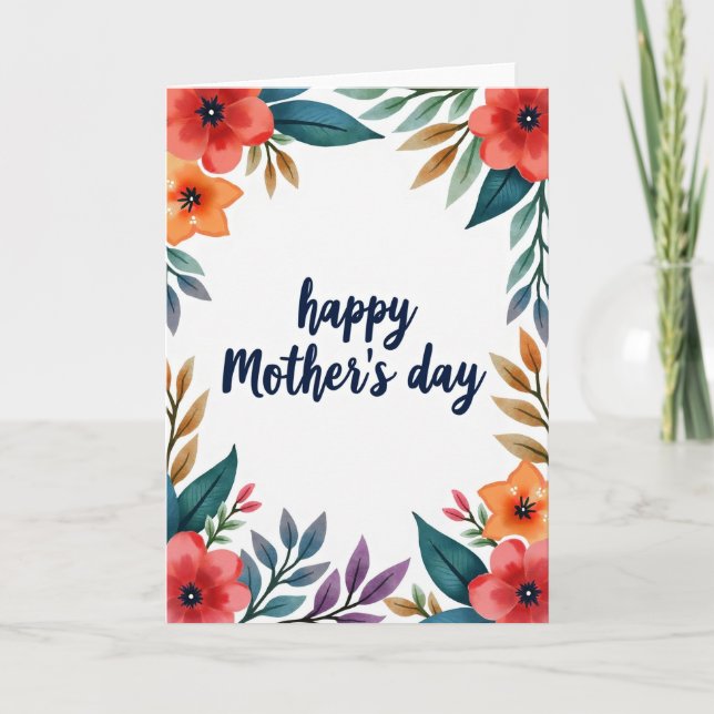 Polka Dot Moms Day Floral Card (Front)