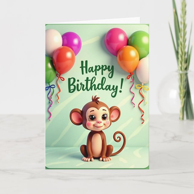 Polka Dot Monkey Joy Card (Front)
