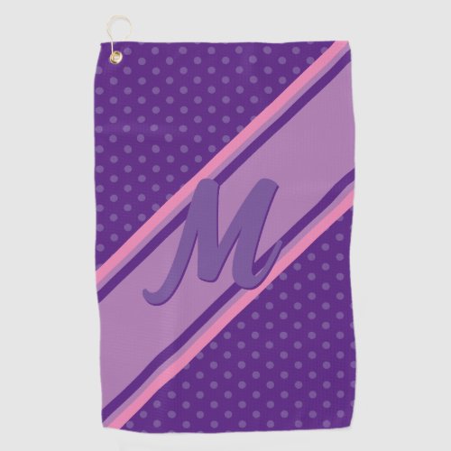 Polka Dot Monogram and Name  Purple Pickleball Pa Golf Towel