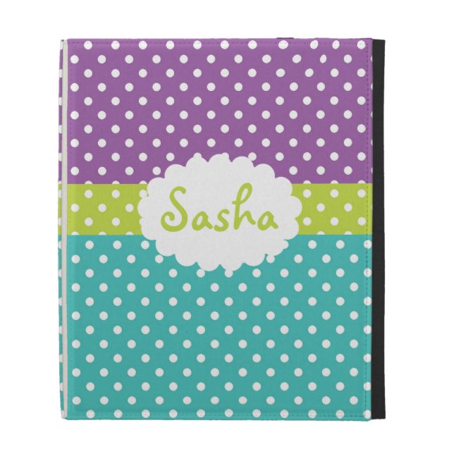 Polka Dot Monogram iPad Folio Case (Front)