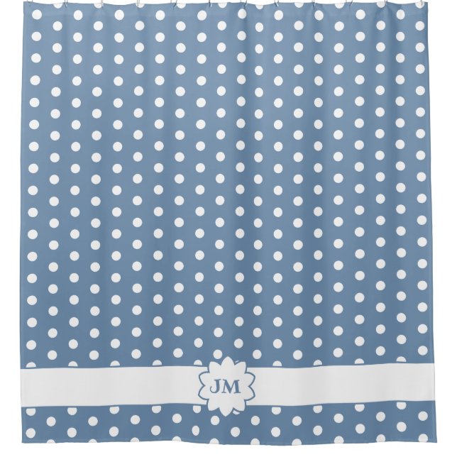 Polka Dot Monogram Shower Curtain (Front)
