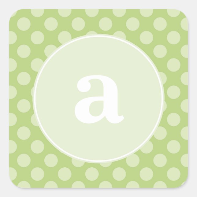 Polka Dot Monogram Square Sticker (Front)