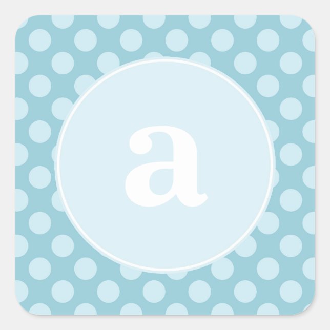 Polka Dot Monogram Square Sticker (Front)