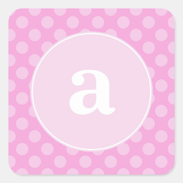 Polka Dot Monogram Square Sticker (Front)