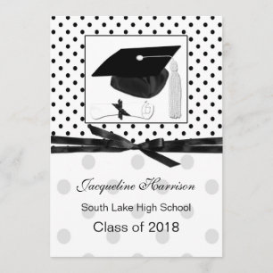 Polka dot, mortar Graduation Announcement