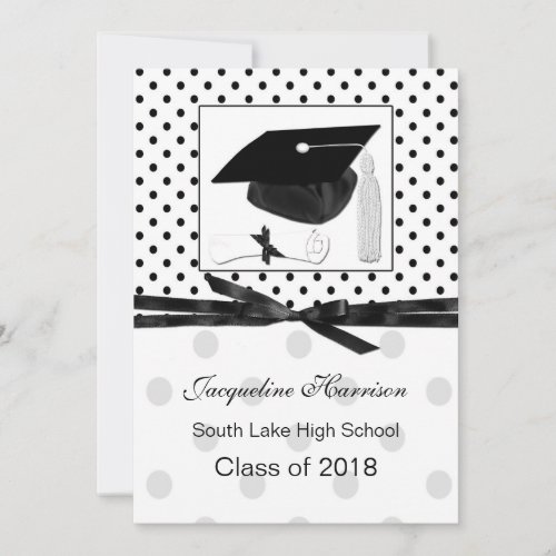Polka dot, mortar Graduation Announcement
