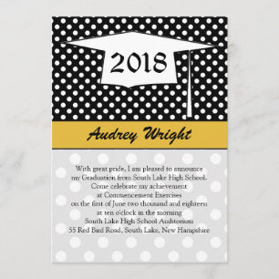 Polka dot, mortar Graduation Announcement