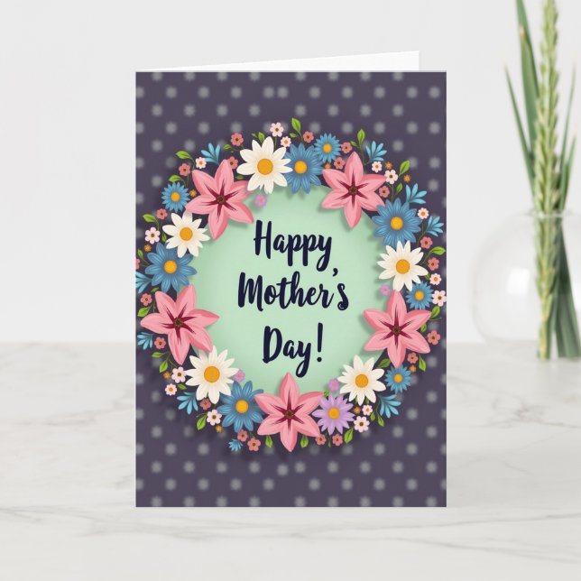 Polka Dot Mothers Day Greeting Card (Front)