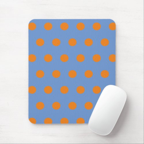 Polka Dot Mouse Pad Denim Blue  Orange