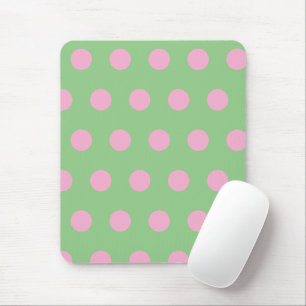 Polka Dot Mouse Pad (Sage Green & Pastel Pink)