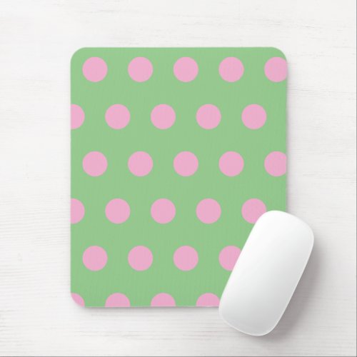 Polka Dot Mouse Pad Sage Green  Pastel Pink