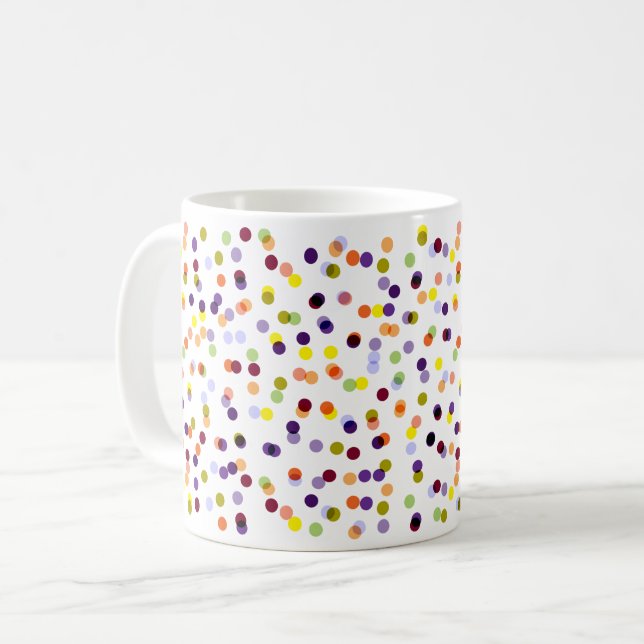 Polka Dot Mug - Confetti Mug - Dot Coffee Mug (Front Left)