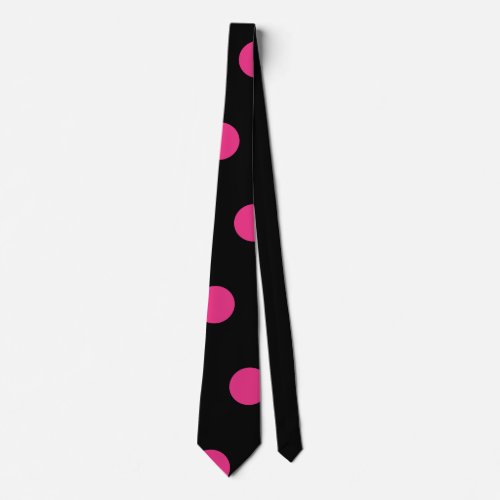 Polka Dot Neck Tie Black  Neon Pink