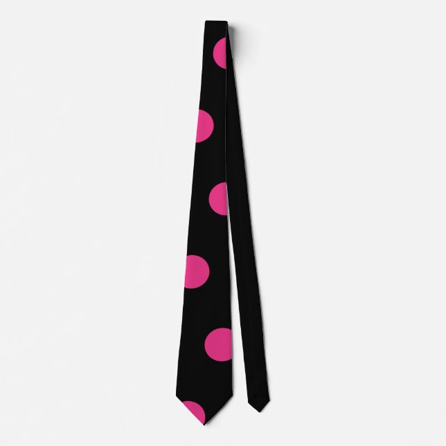 Polka Dot Neck Tie (Black & Neon Pink) (Front)
