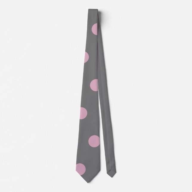 Polka Dot Neck Tie (Dark Gray & Soft Pink) (Front)