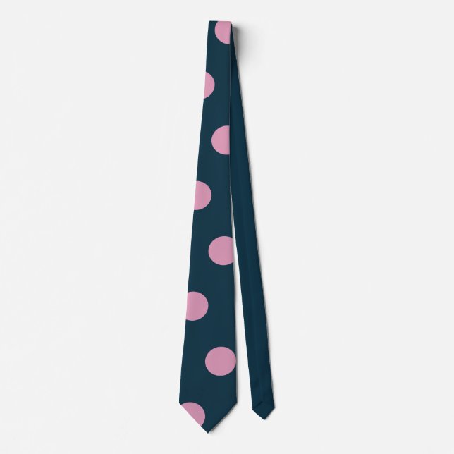 Polka Dot Neck Tie (Midnight Blue & Soft Pink) (Front)