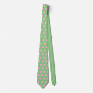 Polka Dot Neck Tie (Sage Green & Pastel Pink)