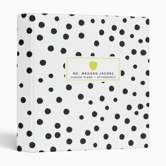Polka Dot Neon Apple Teacher Binder (Front/Spine)