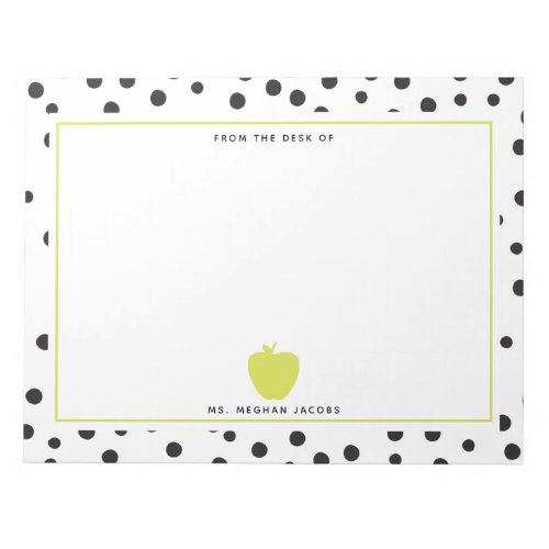 Polka Dot Neon Apple Teacher Notepad