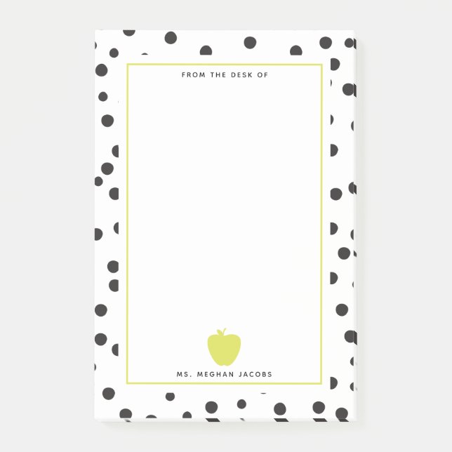 Polka Dot Neon Apple Teacher Post-it Notes (Front)