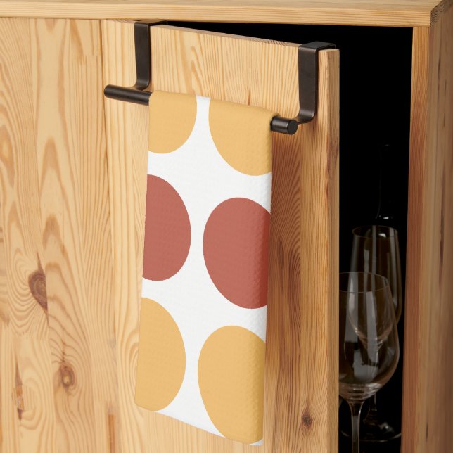 Polka Dot Orange Brown Polka Dot  Kitchen Towel (Thirds Fold)
