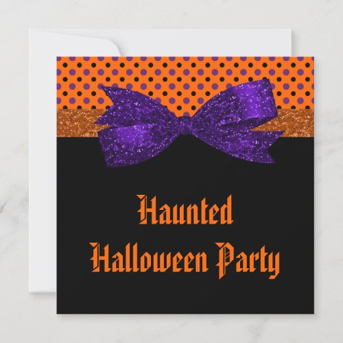 Polka Dot Orange Purple Black Halloween Custom Invites
