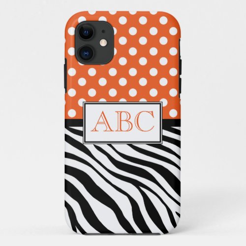 Polka Dot Orange  Zebra Print iPhone 5 Case