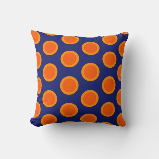 Polka dot oranges on blue pillow (Front)