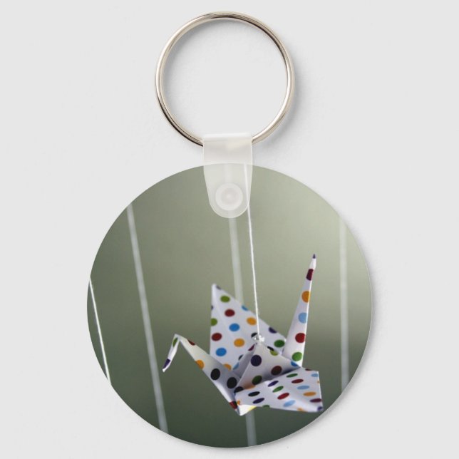 polka dot origami crane keychain (Front)