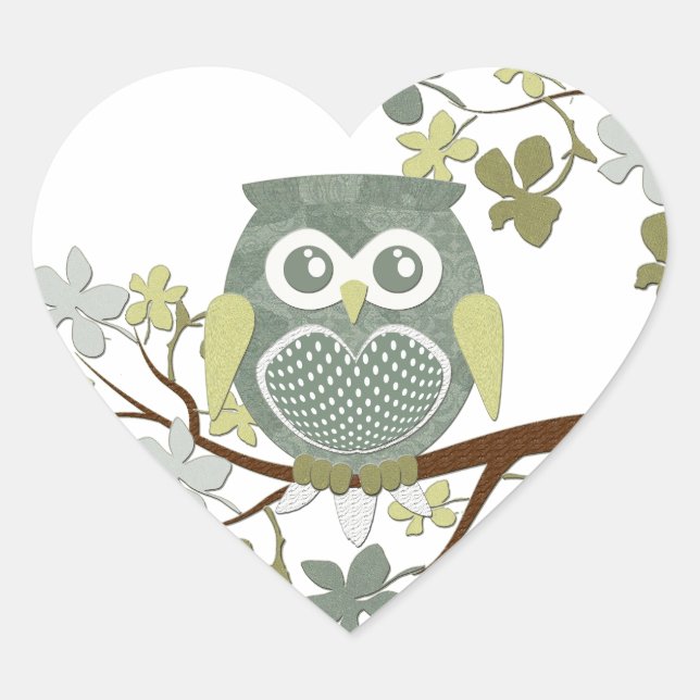Polka Dot Owl in Tree Heart Sticker (Front)