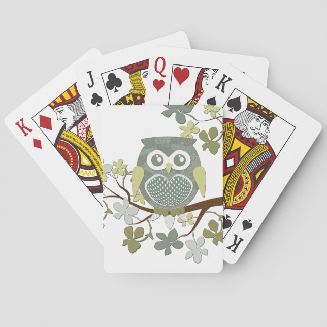 Polka Dot Owl in Tree Poker Cards (Back)