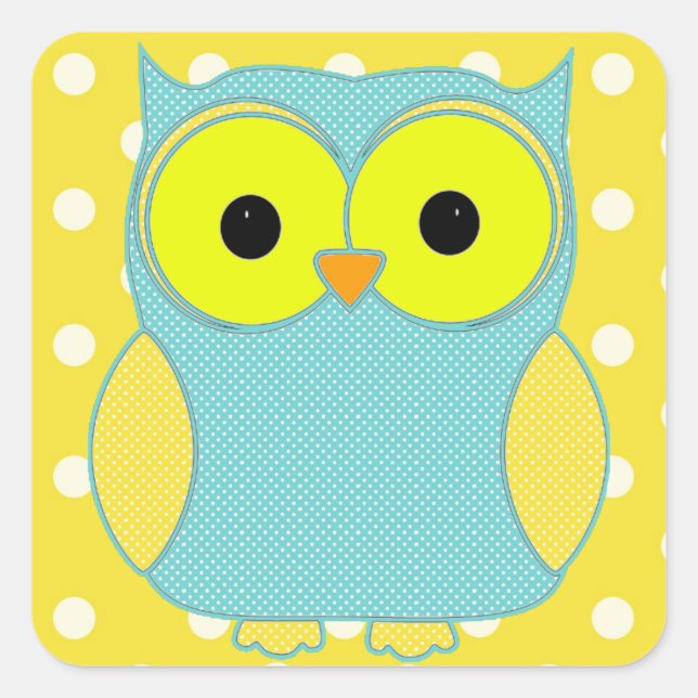 Polka Dot Owl V2 Square Sticker (Front)
