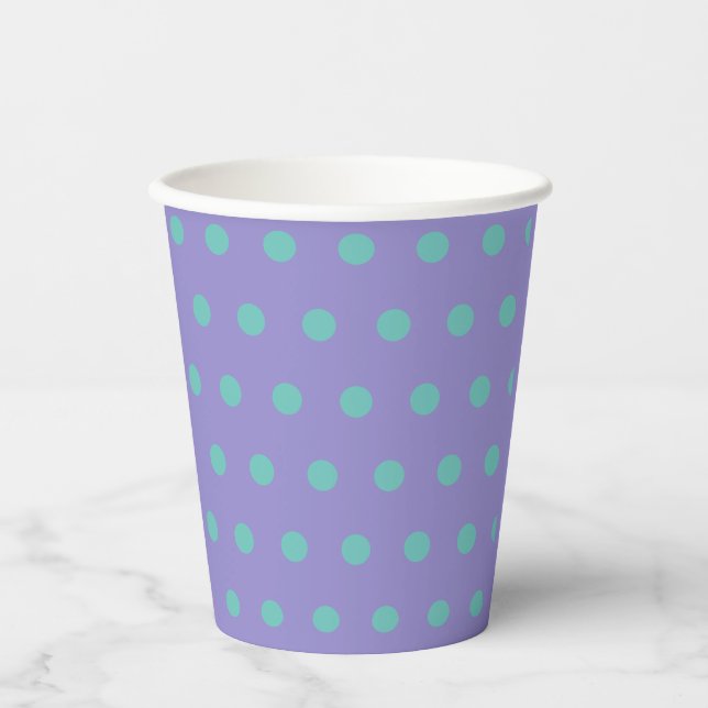 Polka Dot Paper Cups (Lavender & Aqua) (Front)
