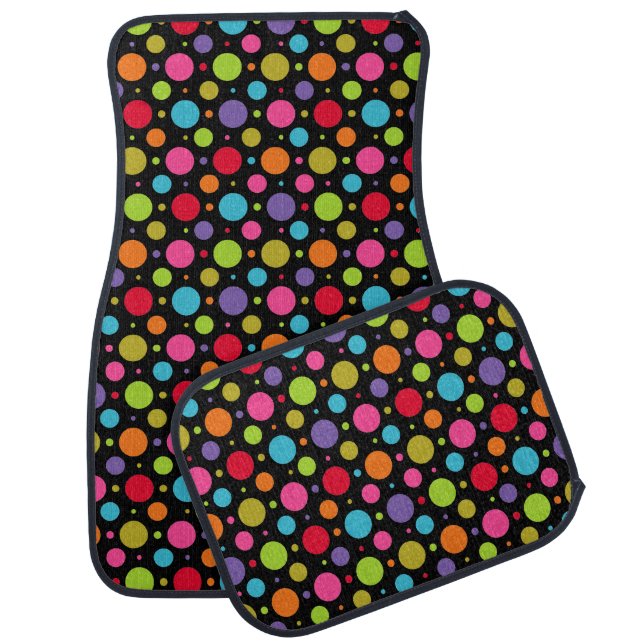 Polka Dot Party Black Car Mat Set (Set)