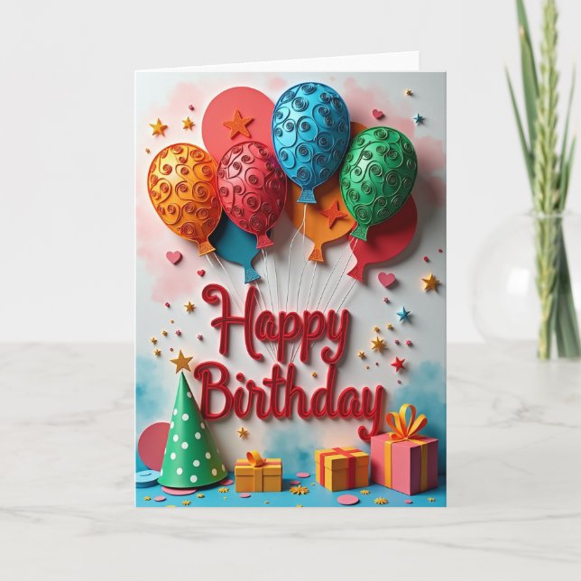 Polka Dot Party Hat Card (Front)